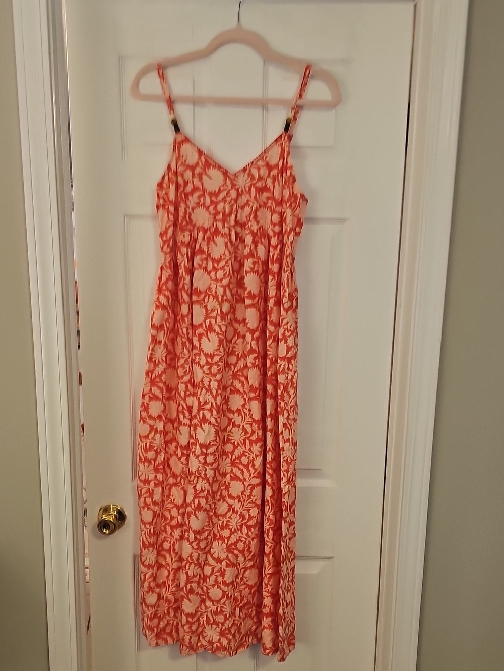 Old Navy Coral and Cream Floral Maxi Dress